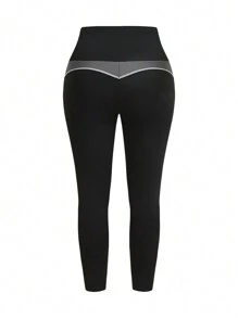 Easithlete Fashionable Women's Plus Size Yoga Fitness Running Sports Suit - Black - View 11