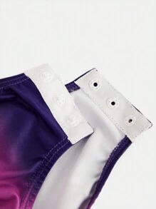 Traje de natación con malla ajustada y estampado para niñas pequeñas, apto para gimnasia, ballet y danza - Morado - Ver 4