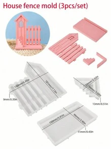 3/6 件 DIY 多肉植物花盆硅胶模具套装环氧树脂模具房屋栅栏石膏工艺品蜡烛杯制作模具家居装饰