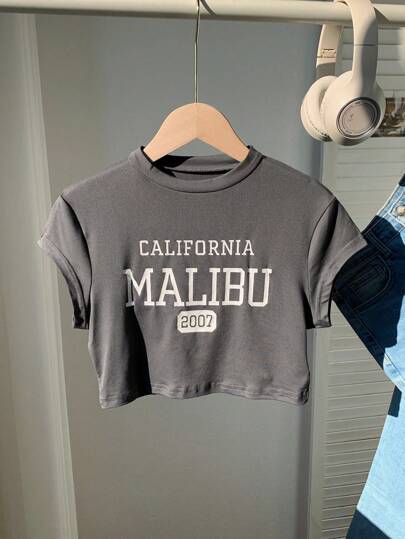 Comfortcana Camiseta Corta De Mujer Con Impresiones De Letra