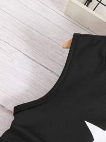 Set de 2 piezas con Top de tirantes con estampado de estrellas y short cargo informal, estilo de calle para primavera/verano para niña preadolescente - Multicolor - Ver 4