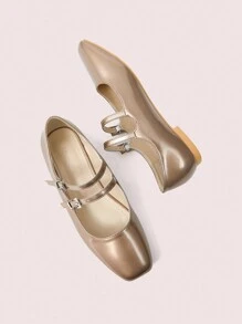 CUCCOO DOLLMOD Women Versatile Casual Solid Color Flat Shoes Spring Shoes Spring Break Easter - Champagne - View 8