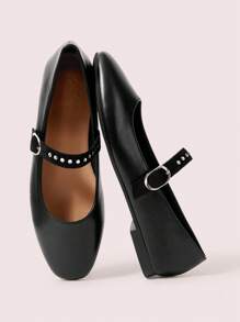 CUCCOO DOLLMOD Cuccoo Women Flat Round Toe Rhinestone Embellished Fashion Loafers - Black - View 9