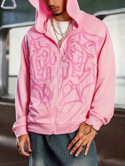 Manfinity EMRG Áo hoodie Manfinity Streetrush nam phong cách đường phố tối màu INS High Street có khóa kéo. Phong cách đường phố, Y2K, Thu