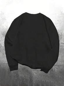 Manfinity Dauomo Werewolf Meme Print "Human By Day, Sigma By Night" Men's Standard Size Sweatshirt - Black - View 2