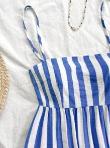 Soleia Vrouwen vakantie gestreepte A-lijn jurk, strandvakantie, trouwseizoen, zomer Boho mode cami jurk