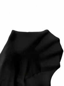 SHEIN Essnce 女士黑色纯色修身抹胸上衣，休闲日常穿着，适合音乐节/演唱会等场合 - 黑色 - 查看 5
