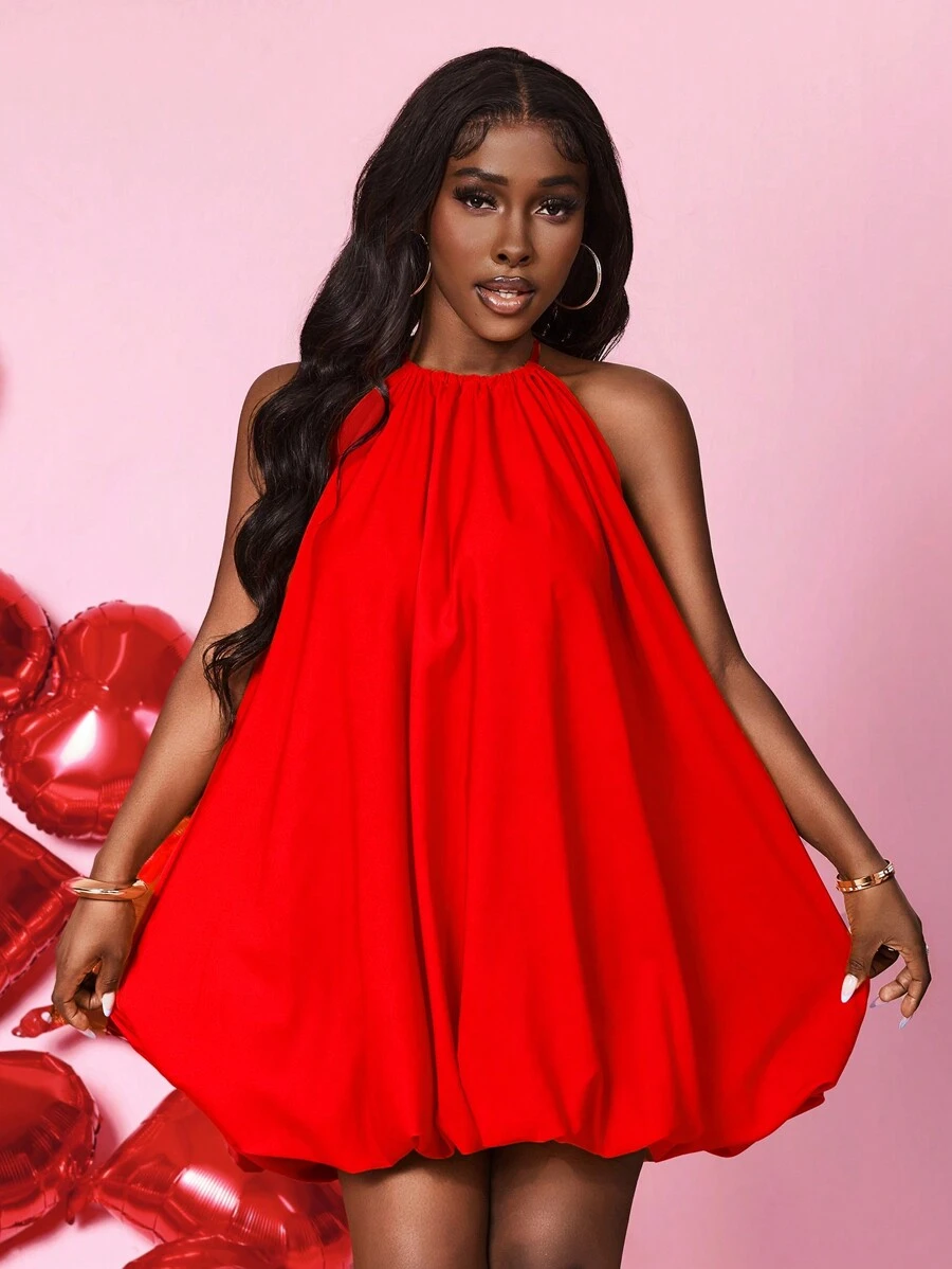 BamGleam Spring New New Year's Date Birthday Party Sexy Red Strap Off-The-Shoulder Mini Bud Skirt, Suitable For Dating, Party, Valentine's Day Clothing,Birthday Dressesfor Women