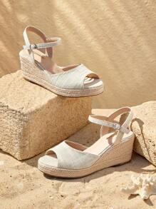 Styleloop Fashion Women Wedge Platform Rope Sandals, Suitable For Spring/Summer Vacation & Outdoor Daily Wear - Apricot - View 1