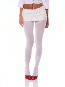 MUSERA Floral Applique Low Rise Mini Skirt Boho Summer Cute Party - White - View 1