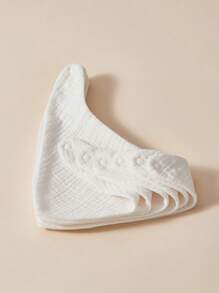 Cozy Pixies 6pcs White Adjustable Soft Baby Bibs, Muslim Cloth Triangular Drool Bandana Scarf For Newborn - White - View 3