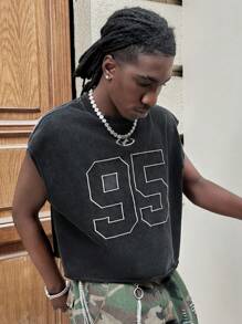 AXEPEAK Men's Embroidered Snowflake And Numeral Print Short Length Top - Multicolor - View 1