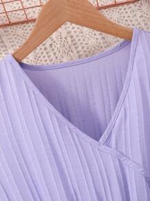 SHEIN Teenage Girl Waisted Slim Fit Elegant Flowy Long Dress Summer Holiday - Purple - View 4