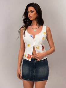 Forever 21 Áo ba lỗ không tay cổ vuông ren mới mùa xuân gợi cảm giản dị dành cho nữ đi nghỉ - Nhiều màu - Xem 5