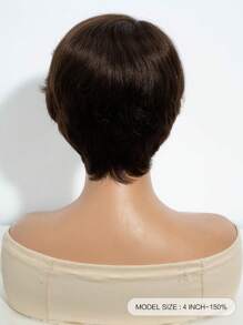 Tóc giả ren cắt Pixie Tóc thật màu nâu Tóc giả Pixie ngắn uốn xoăn sóng bằng ngón tay với phần ren bên Tóc giả gợn sóng ngắn không keo Mặc & Đi - S4 - Xem 2