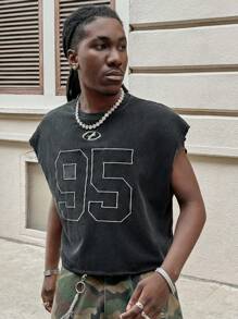 AXEPEAK Men's Embroidered Snowflake And Numeral Print Short Length Top - Multicolor - View 4