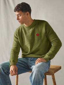 Manfinity VCAY Men's Solid Color Long Sleeve Sweater, Minimalistic, Casual, Everyday Wear