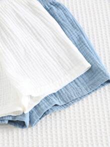 Cozy Pixies 2 Stücke/Set Baby Jungen einfarbiger Rundhals Kurzarm Pullover und Shorts Set mit Gummibund