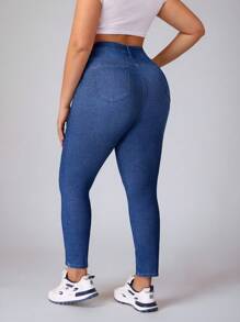 Flexra Jeans casual attillati in denim elasticizzato blu di taglia comoda per donna