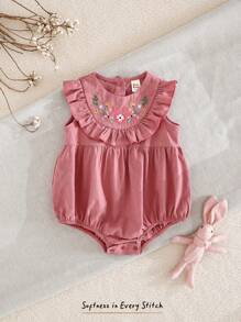 Cozy Pixies Baby Girl Floral Print Ruffle Trim Sleeveless Bodysuit - Pink - View 1