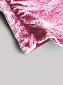 SHEIN MOD 女士休闲牛仔荷叶边无袖上衣 - 粉色 - 查看 4