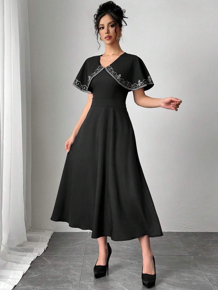 Chiquease Women's Elegant Long Dress With Shawl Collar, Casual For Spring/Summer