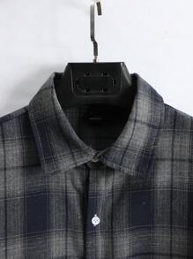 Manfinity Homme Men's Casual Versatile Plaid Long Sleeve Shirt, Fall