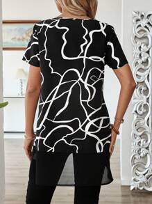 EMERY ROSE Blusa minimalista casual para uso diario de mujer - Negro - Ver 2