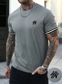 Manfinity Homme 男士休闲撞色字母刺绣短袖T恤男T恤男士T恤