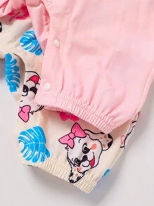 2 piezas Mono de niña bebé con estampado de perro y volantes, conjunto de ropa de verano para bebé niña primavera-verano, mono rosa de bebé niña, ropa de primavera-verano para bebé, paleta de colores de dopamina para bebés de verano - Multicolor - Ver 6