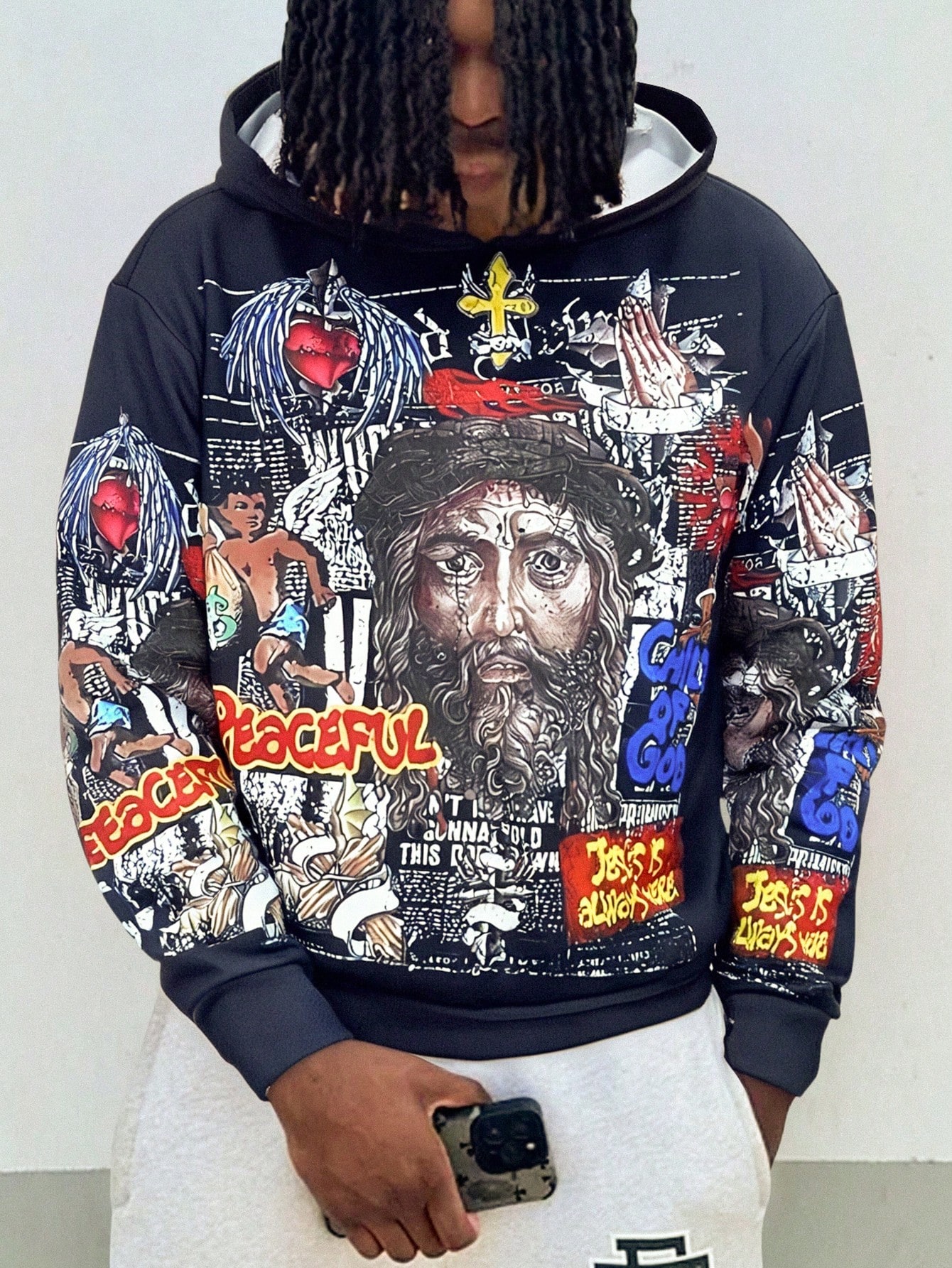 Manfinity Dauomo Men's Figure Printed Casual Hoodie Sweatshirt