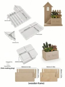 3/6 件 DIY 多肉植物花盆硅胶模具套装环氧树脂模具房屋栅栏石膏工艺品蜡烛杯制作模具家居装饰