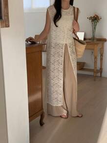 DAZY 2 件套女士休闲韩版宽松针织套头衫 - 卡其色 - 查看 9