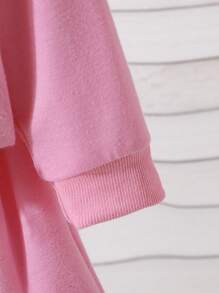 SHEIN Grey Long Sleeve Butterfly Accent Dress Set For Baby Girl - Pink - View 6