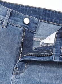 Fashionable Distressed Slim Fit Tween Girl Jeans - Medium Wash - View 5