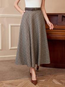 Vintamour Vintage Elegant Women High Waist Plaid A-Line Skirt With Pockets Casual Flared Skirt Valentine's Day Vacation Outfits Woman Summer Outfits For Women Valentines Birthday Skirtes For Women Skirtes For Women Elegant Valentine's Day Wedding Summer Skirtes For Women Office Wear Women Western Wear Women Business Casual Woman Wedding Guest Skirt Women Valentines Clothes Maxi Skirt Elegant Skirtes For Women Long Skirtes For Women Church Clothes Women