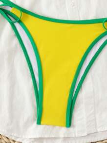 Swim Mod Springbreak 女士露背 V 领侧系带休闲两件套比基尼泳装，夏季海滩节波西米亚风