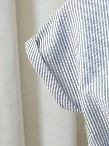 2 Pcs/Set Tween Girls Striped Woven Cotton Short Sleeve Shirt With Wide ...