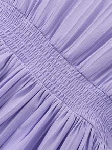 SHEIN Teenage Girl Waisted Slim Fit Elegant Flowy Long Dress Summer Holiday - Purple - View 8