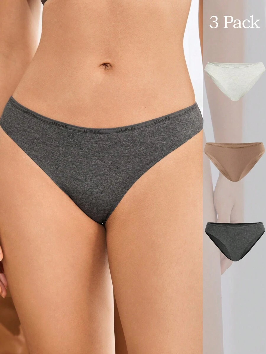 Ocili Leisure 3pcs/Pack Women's Low Waist Brazilian Style Panties - Multicolor - View 1