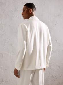 AKNOTIC Business Casual Chaqueta casual de traje asimétrica para hombre con mangas raglán, de tela tejida blanca con parches de tela con grabado de cristal rhinestone, parches de color contrastante, adecuada para uso diario, vacaciones, bodas, fiestas, regalo de graduación, primavera/verano