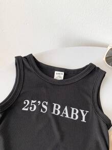 2pcs Set Baby Girl Infant Toddler 0-3 Years Old Spring Summer New Fashion Sports Outdoor Casual Slogan Graphic Top Tee And Khaki Cargo Pants Outfit