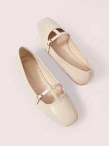 CUCCOO DOLLMOD Women's Adjustable Buckle Design Cute Flats - Apricot - View 9