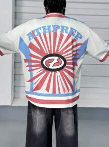 Manfinity VCAY Men's Letter Print Short Sleeve Casual Loose Polo Shirt - Multicolor - View 5