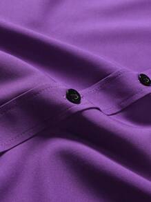 Manfinity Mode Men's Casual Versatile Colorblock Long Sleeve Shirt - Purple - View 7