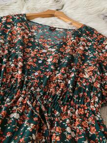 SHEIN LUNE Plus Size Women Ditsy Floral Printed Casual Summer Dress - Multicolor - View 5