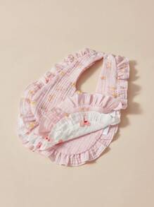 3pcs Set Cotton Muslin Bibs With Soft Ruffled Edges For Infants