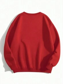 Flirla Plus Size Valentine's Day Heart Print Crew Neck Sweatshirt