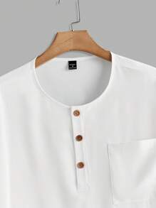 Manfinity RelaxMax Men's Casual Simple Fashion Shirt And Pants Set, Everyday Wear