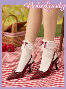 Dola Lovely 女士2024新款金色系带露趾凉鞋，2024春秋尖头细跟时尚设计，穿着舒适，百搭搭配连衣裙和高跟鞋情人节 - 酒紅色 - 查看 1